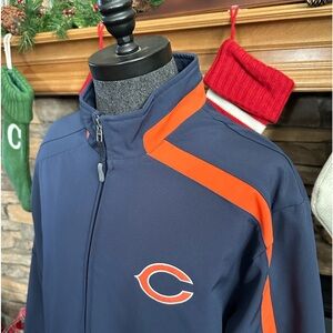 REEBOK 🏈 Men’s Navy & Orange ‘CHICAGO BEARS’ NFL Full Zip Sideline Coat - Sz XL